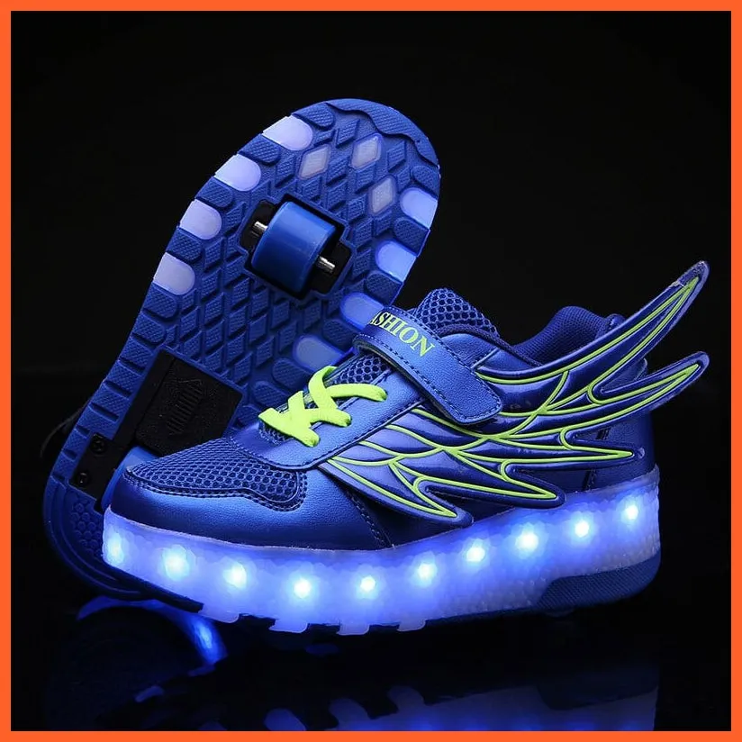 Two Wheels Usb Charging Luminous Sneakers | Roller Skate Shoes For Children