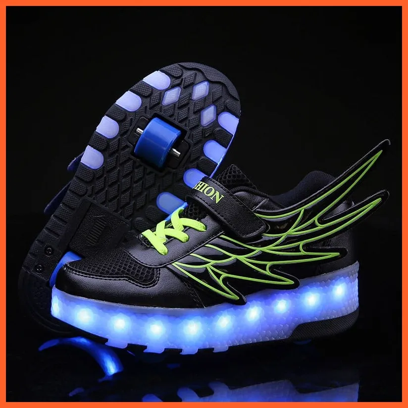 Two Wheels Usb Charging Luminous Sneakers | Roller Skate Shoes For Children