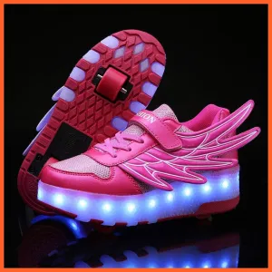 Two Wheels Usb Charging Luminous Sneakers | Roller Skate Shoes For Children