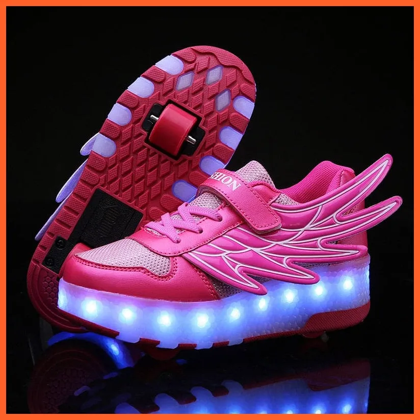Two Wheels Usb Charging Luminous Sneakers | Roller Skate Shoes For Children