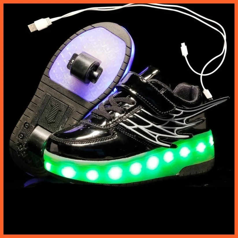 Usb Charging Children Led Sneakers With 2 Wheels For Children