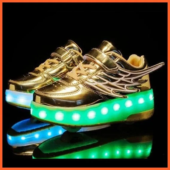 Usb Charging Children Led Sneakers With 2 Wheels For Children