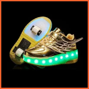 Usb Charging Children Led Sneakers With 2 Wheels For Children