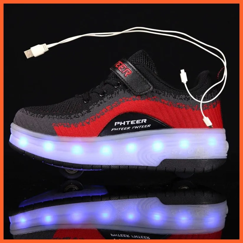 Usb Charging Led Light Roller Skate Shoes For Children