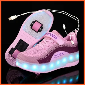 Usb Charging Led Light Roller Skate Shoes For Children