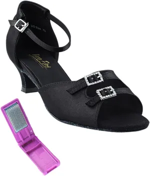Very Fine Dance Shoes - Ladies Latin, Rhythm, Salsa Ballroom Dance Shoes - 1620-1.3-inch Heel and Foldable Brush Bundle