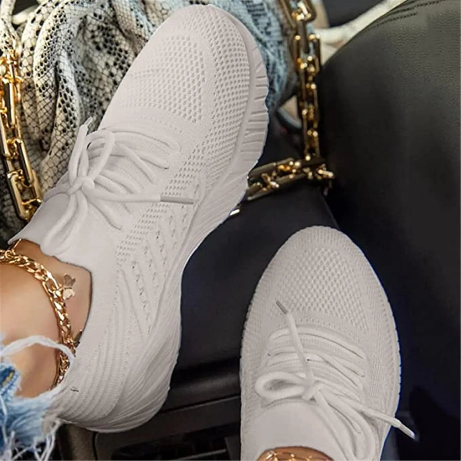 Walking Shoes Women Arch Support Slip On Sneakers Comfort Light Weight Casual Athletic Gym Tennis Running Sneakers