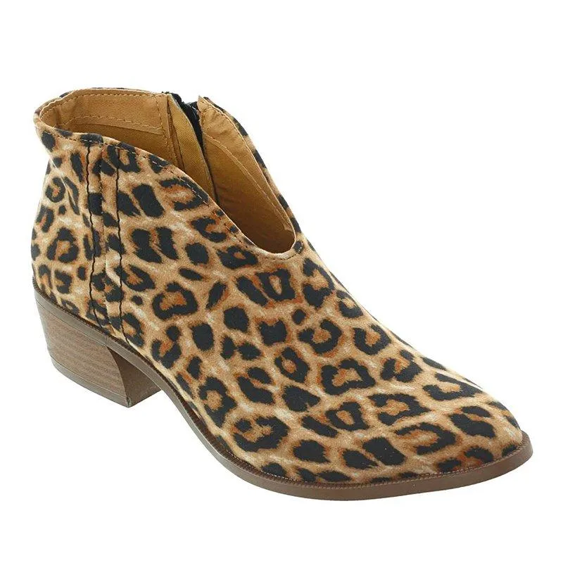 Women Deep V Sexy Booties Casual Comfort Plus Size Zipper Shoes