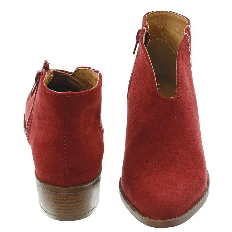 Women Deep V Sexy Booties Casual Comfort Plus Size Zipper Shoes
