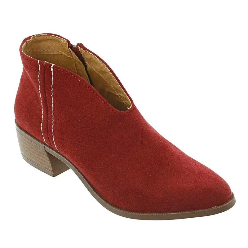 Women Deep V Sexy Booties Casual Comfort Plus Size Zipper Shoes