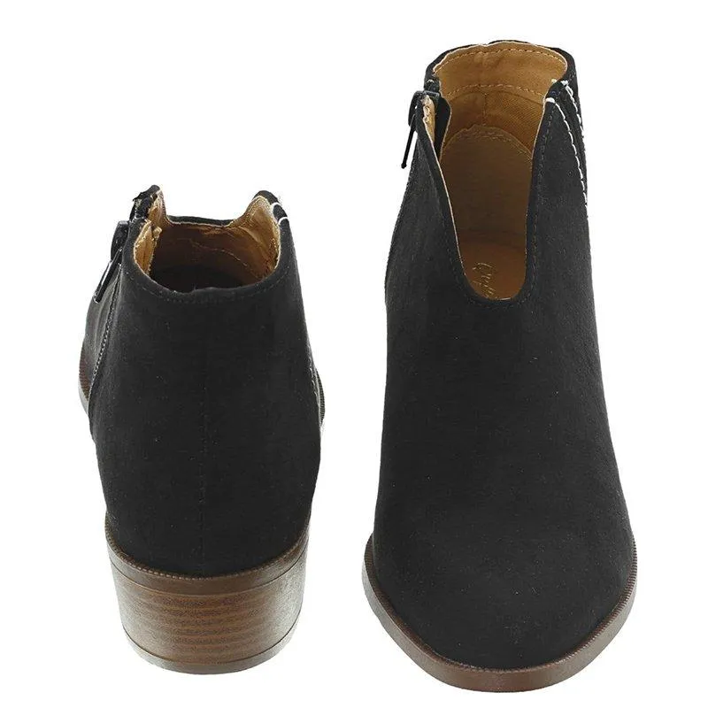 Women Deep V Sexy Booties Casual Comfort Plus Size Zipper Shoes