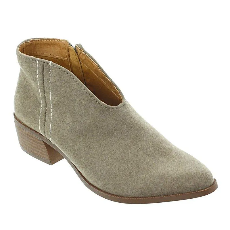Women Deep V Sexy Booties Casual Comfort Plus Size Zipper Shoes