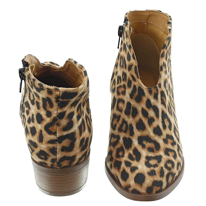 Women Deep V Sexy Booties Casual Comfort Plus Size Zipper Shoes