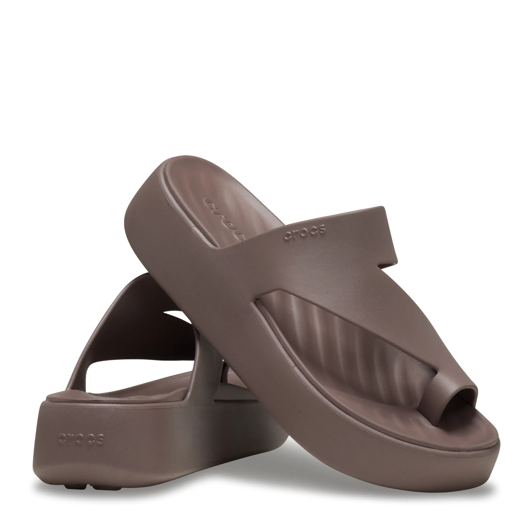 Womens Crocs Truffle Getaway Platform Toe Loop Sandals
