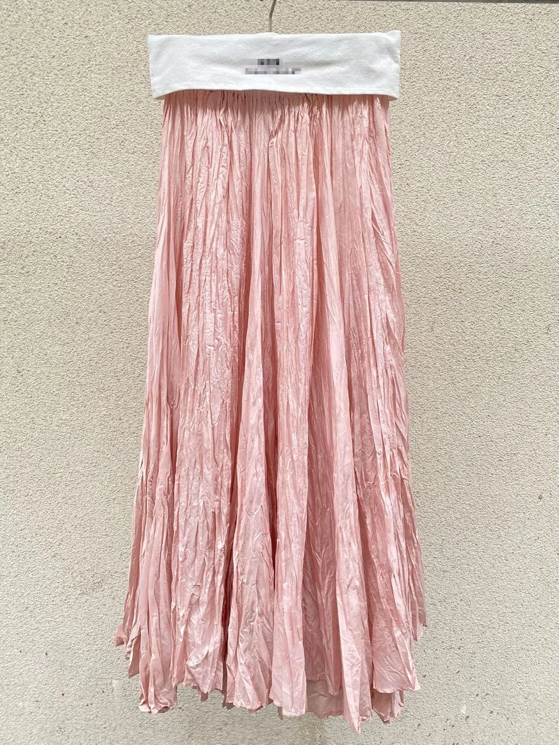 Women's Irregular Pleated Maxi Skirt with Elastic Waist,Flowing Long Skirt