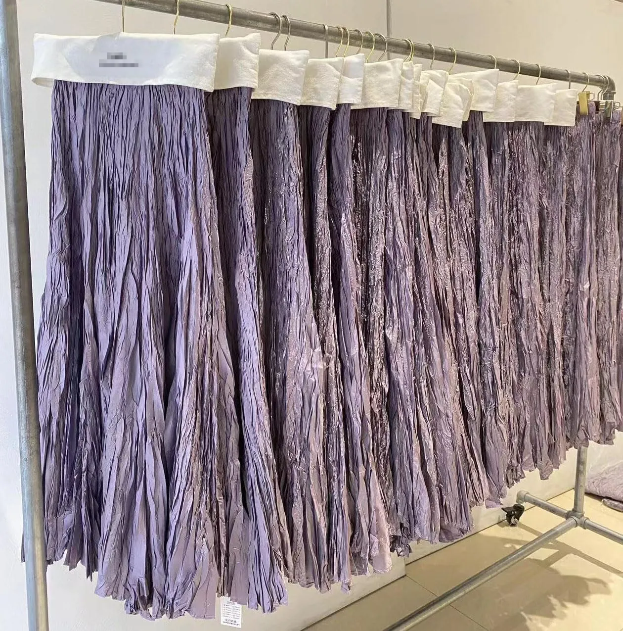 Women's Irregular Pleated Maxi Skirt with Elastic Waist,Flowing Long Skirt