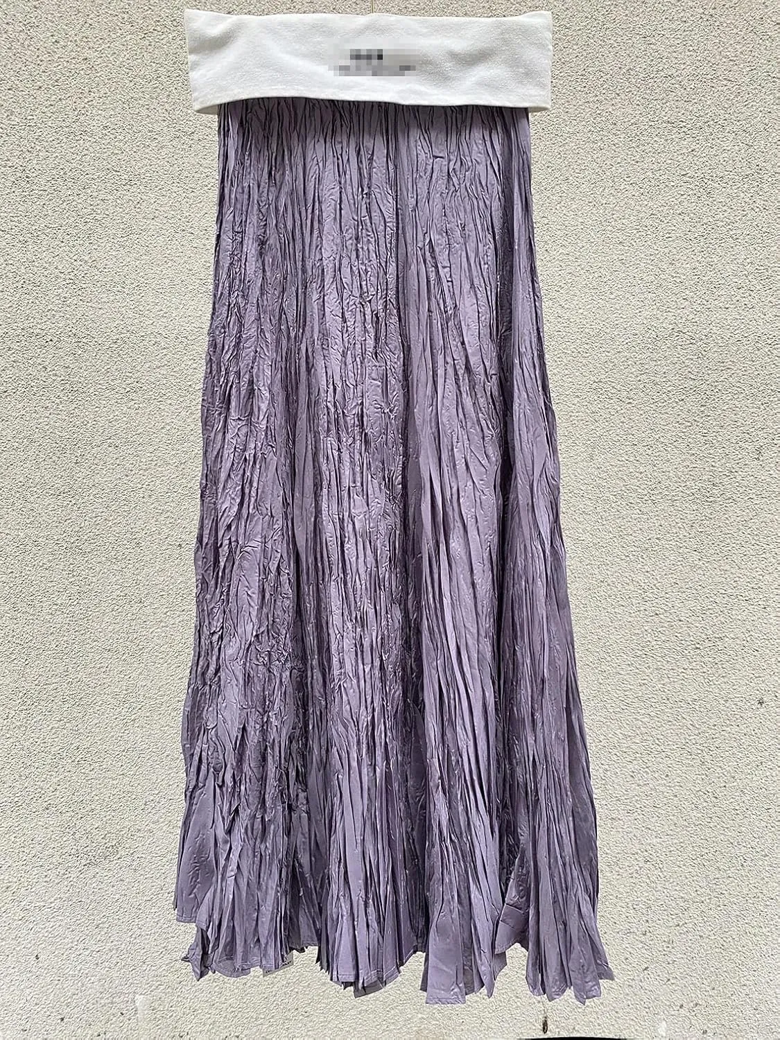 Women's Irregular Pleated Maxi Skirt with Elastic Waist,Flowing Long Skirt