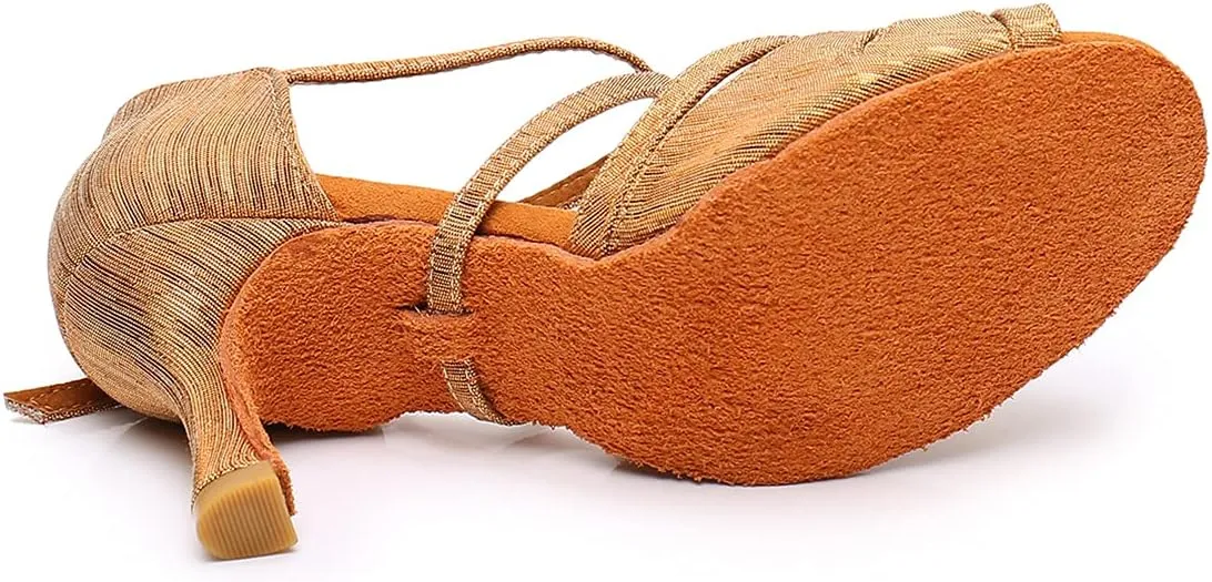 Women's Latin Dance Shoes Ballroom Salsa Professional Practice Performance Satin Dancing Shoes